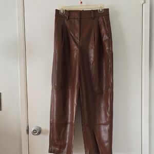 Wilfred Tan Faux Leather Trousers